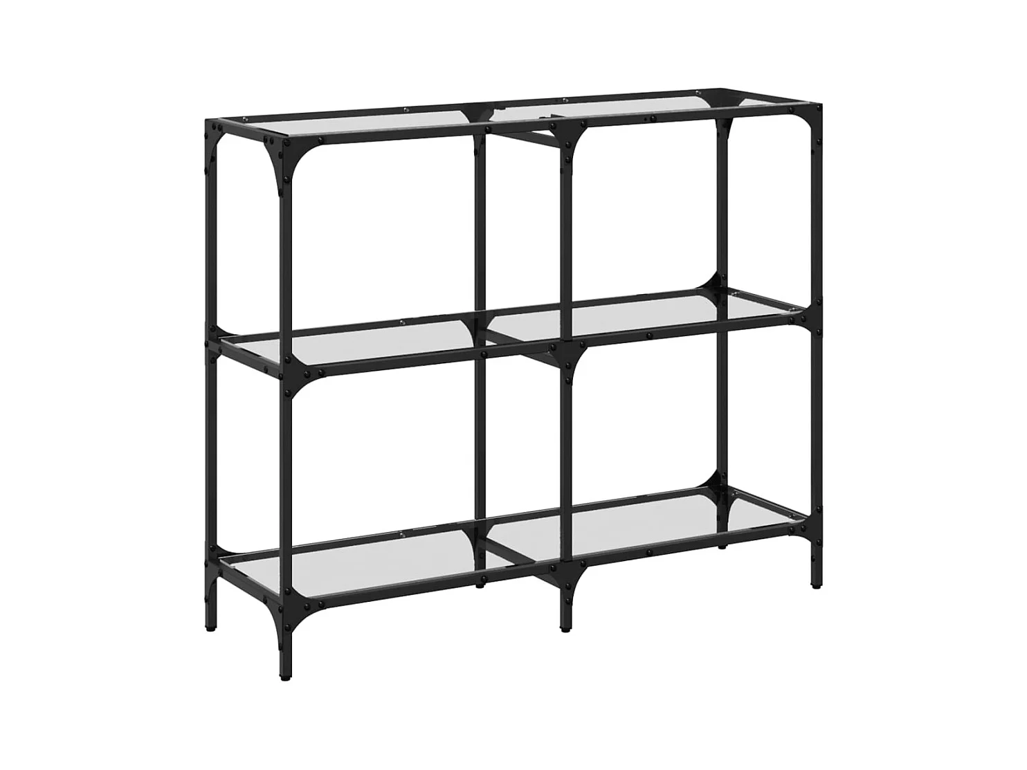 Table console avec dessus en verre transparent 98x30x81cm acier