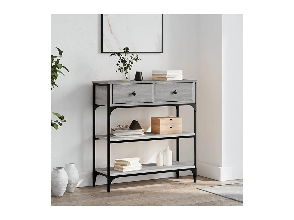 Mesa consola 72,5x25x75 cm derivados de madeira cinzento sonoma