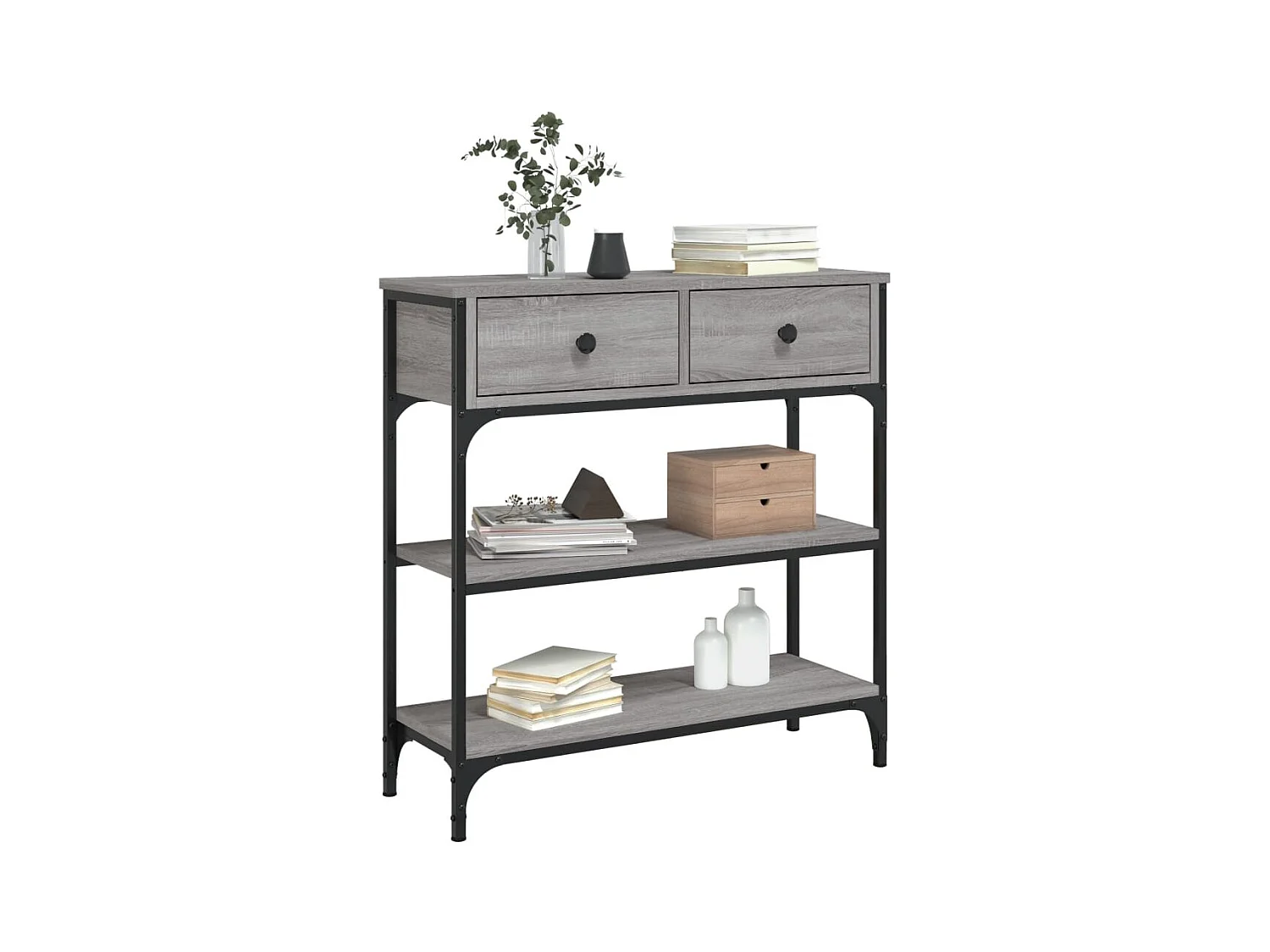 Mesa consola 72,5x25x75 cm derivados de madeira cinzento sonoma