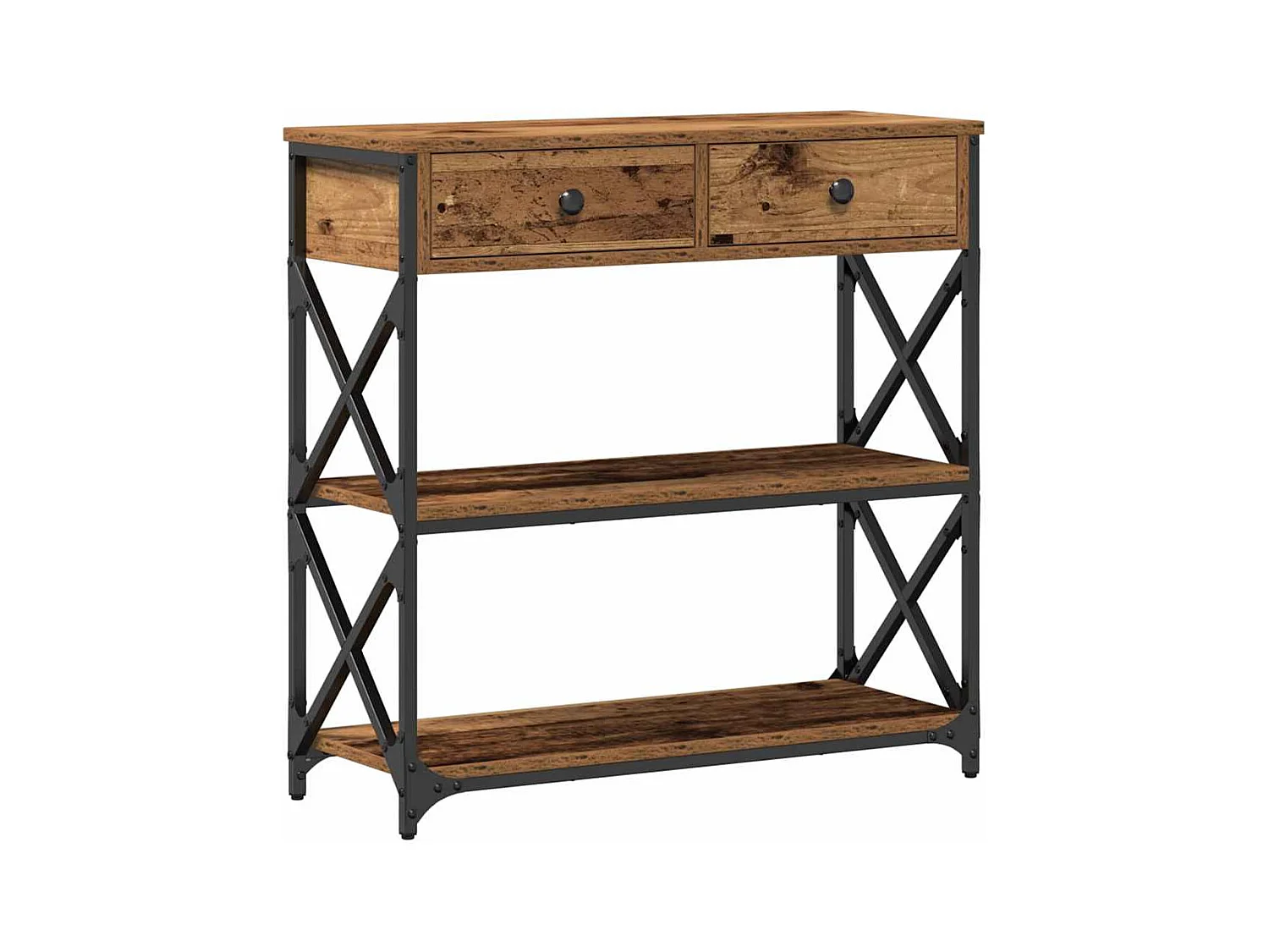 Mesa de Consola con cajón Madera vieja 75 x 28 x 75 cm