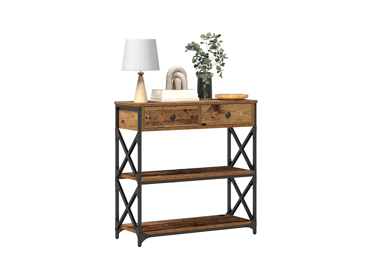 Mesa de Consola con cajón Madera vieja 75 x 28 x 75 cm