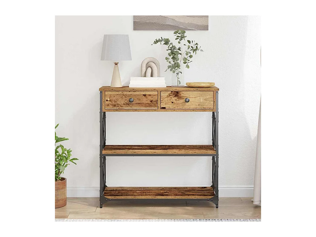 Mesa de Consola con cajón Madera vieja 75 x 28 x 75 cm