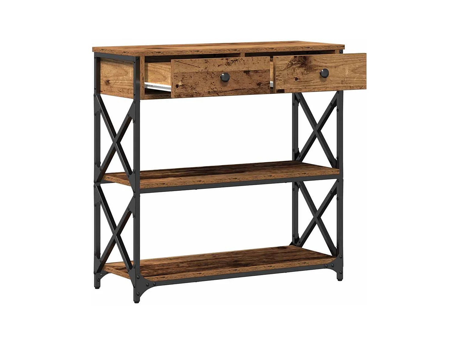 Mesa de Consola con cajón Madera vieja 75 x 28 x 75 cm