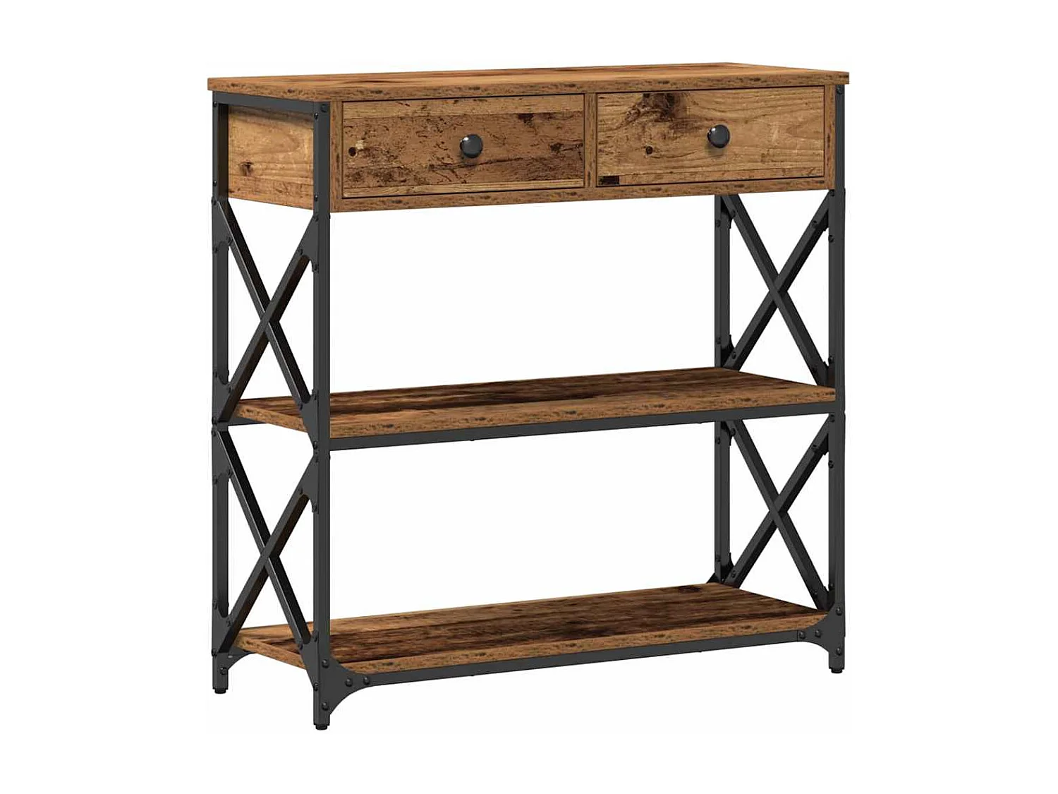 Table Console avec tiroir Bois ancien 75 x 28 x 75 cm