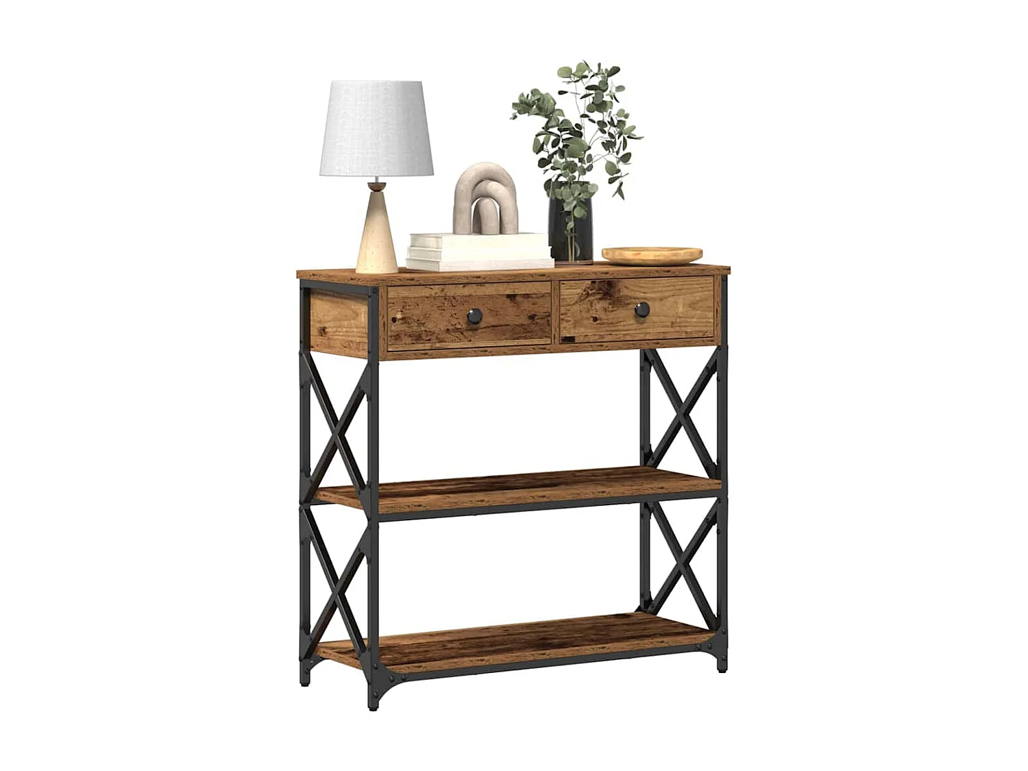 Table Console avec tiroir Bois ancien 75 x 28 x 75 cm