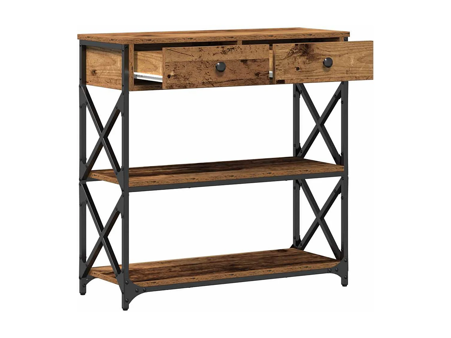 Table Console avec tiroir Bois ancien 75 x 28 x 75 cm