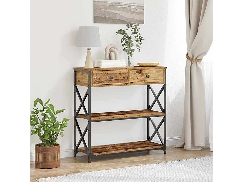 Table Console avec tiroir Bois ancien 75 x 28 x 75 cm