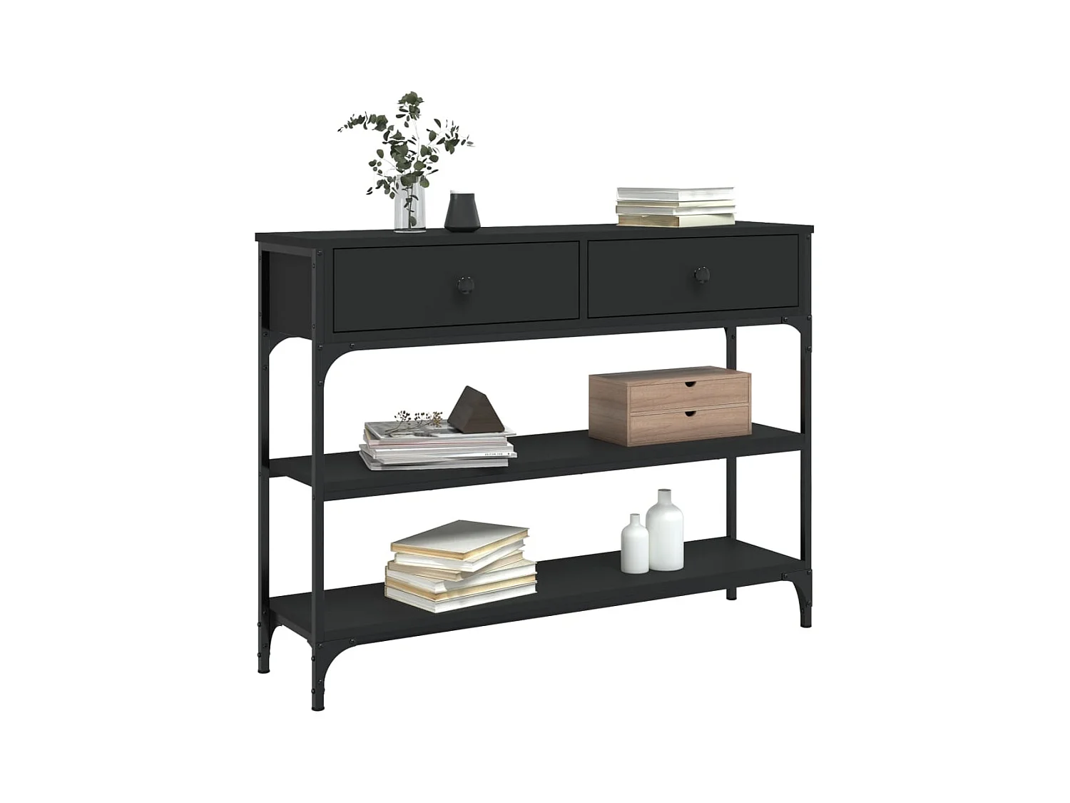 Table console noir 100x25x75 cm bois d'ingénierie