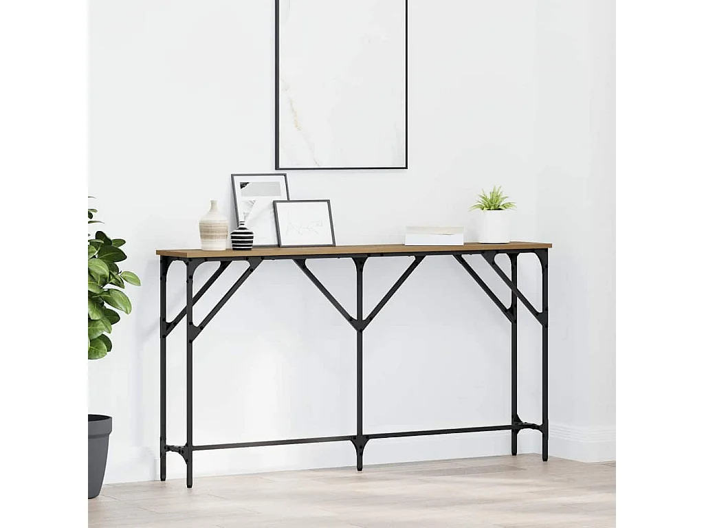 Table console chêne artisanal 140 x 23 x 75 cm