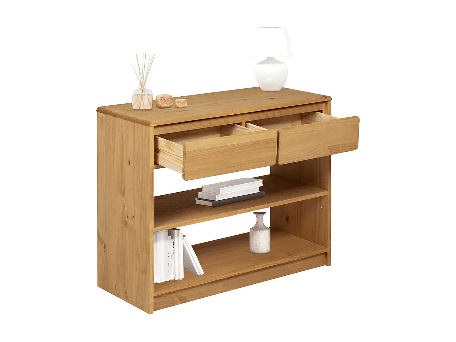 Table console SAUDA chêne 89,5x36,5x73 cm bois de pin massif