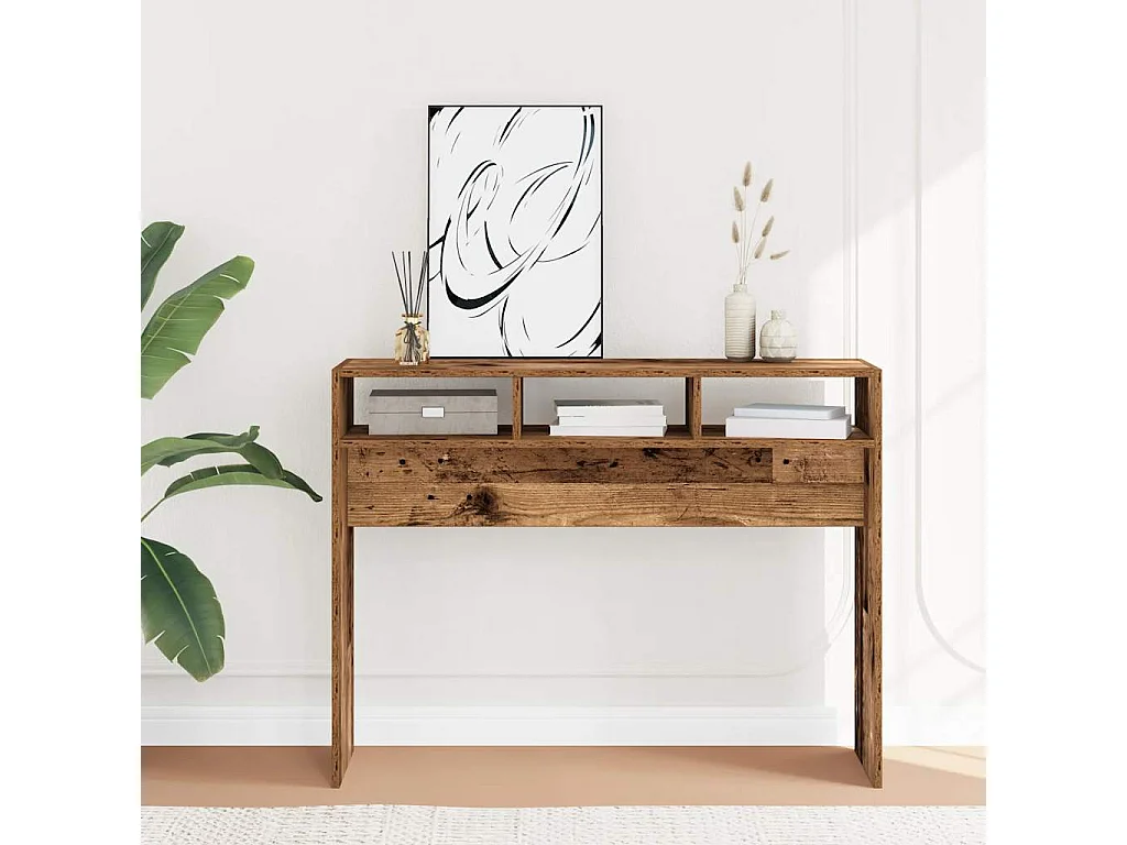 Table console vieux bois 105x30x80 cm bois d'ingénierie