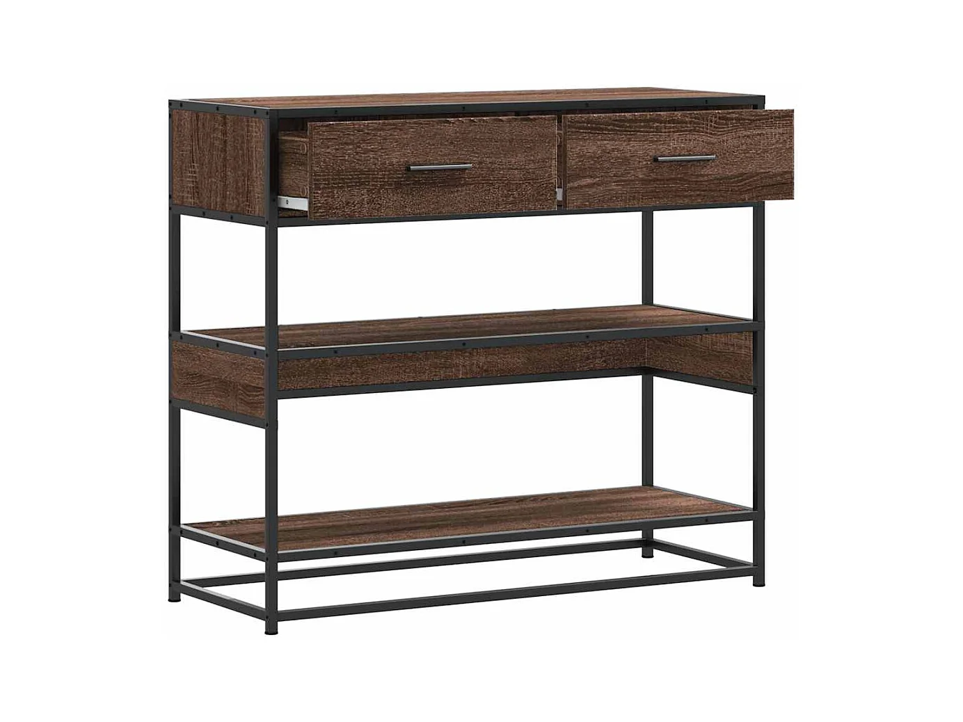 Mesa consola madera de ingeniería marrón roble 90x35x80 cm