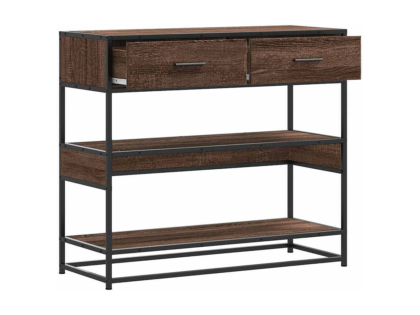 Mesa consola madera de ingeniería marrón roble 90x35x80 cm