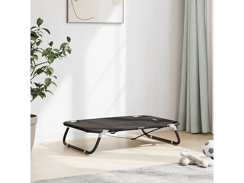 Lit pour chien pliable anthracite tissu Oxford et acier
