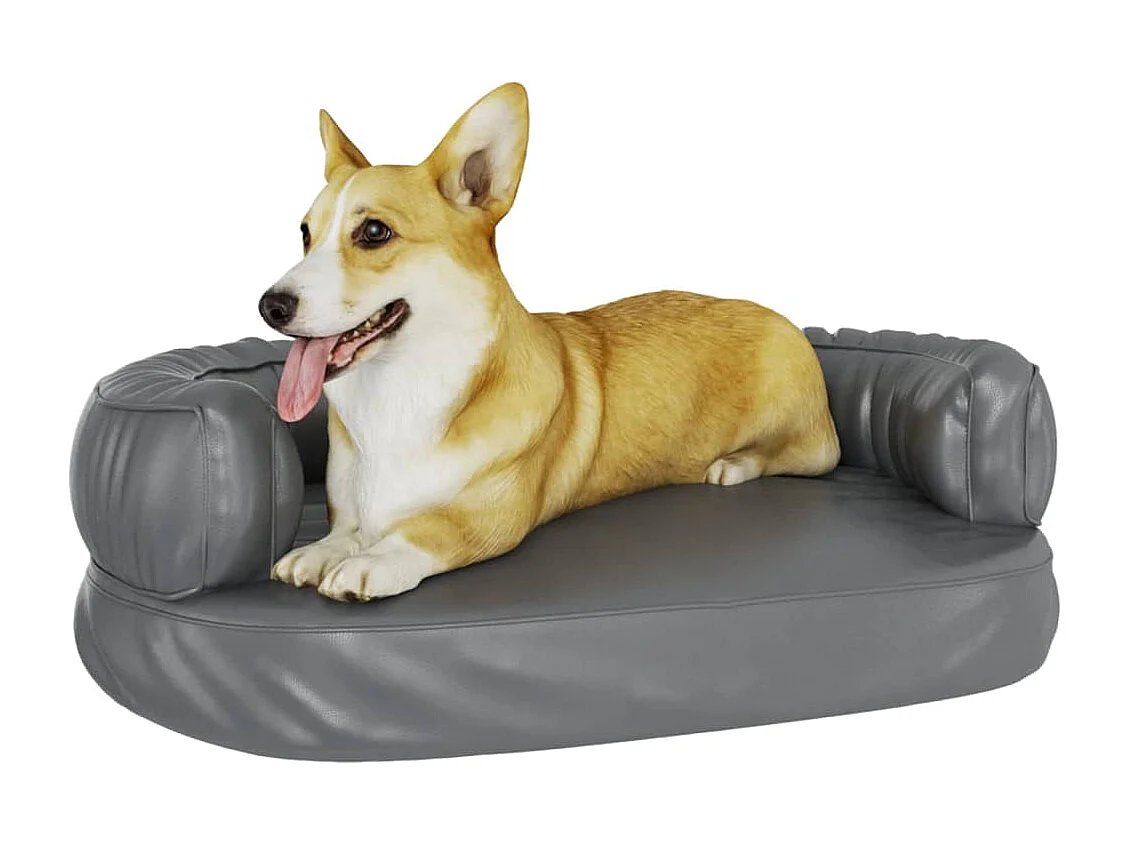 Lit pour chien ergonomique Mousse Gris 60x42 cm Similicuir