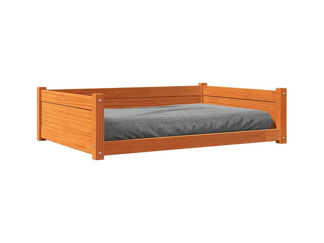 Cama para perros madera de pino marrón cera 105,5x75,5x28 cm