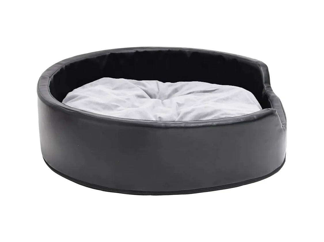 Cama para perros felpa y cuero sintético negro gris 79x70x19 cm