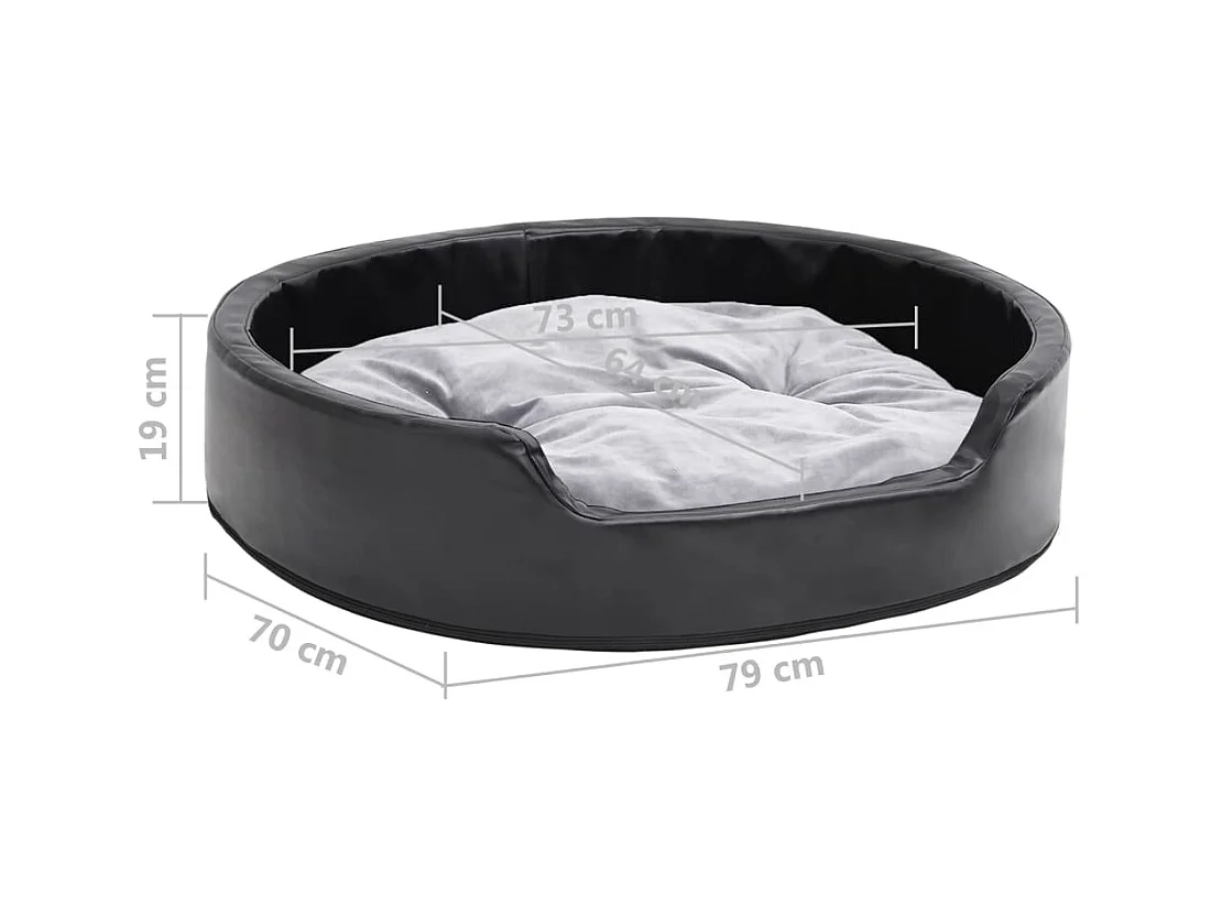 Cama para perros felpa y cuero sintético negro gris 79x70x19 cm