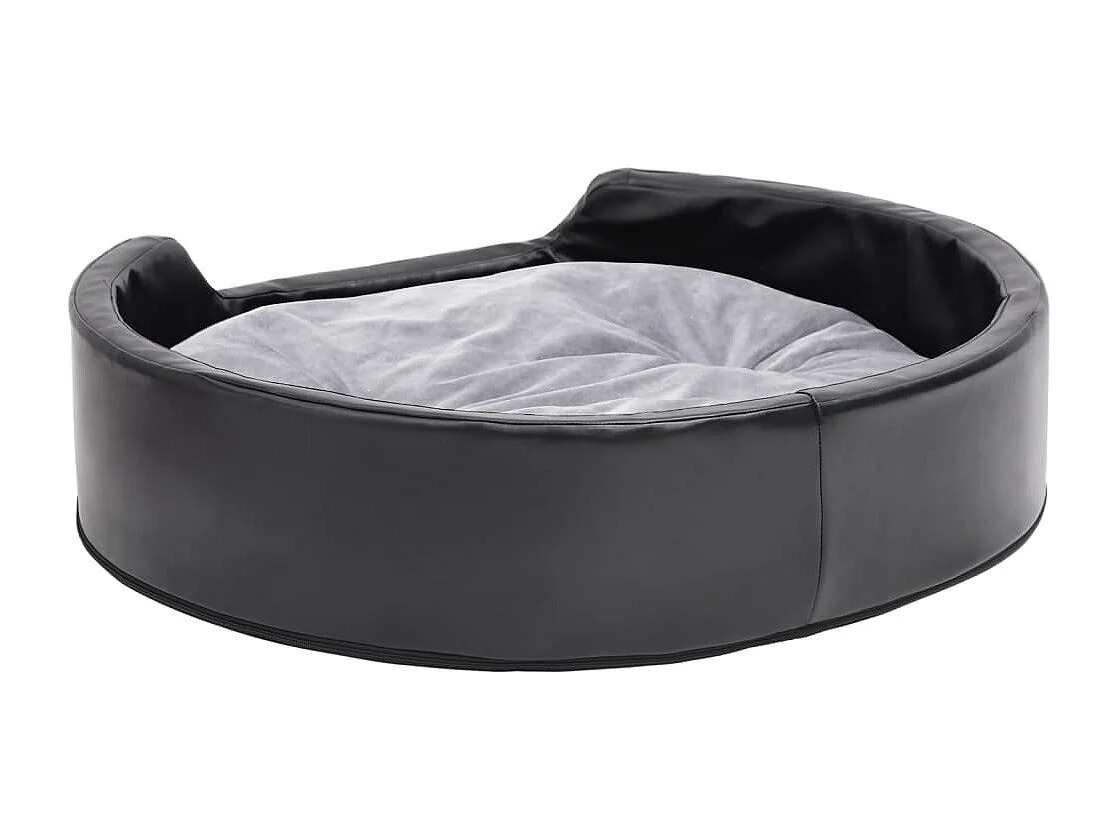 Lit pour chiens Noir et gris 79x70x19 cm Peluche et similicuir