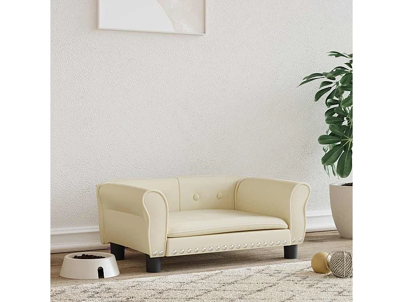 Cama para perros de cuero sintético crema 70x45x30 cm