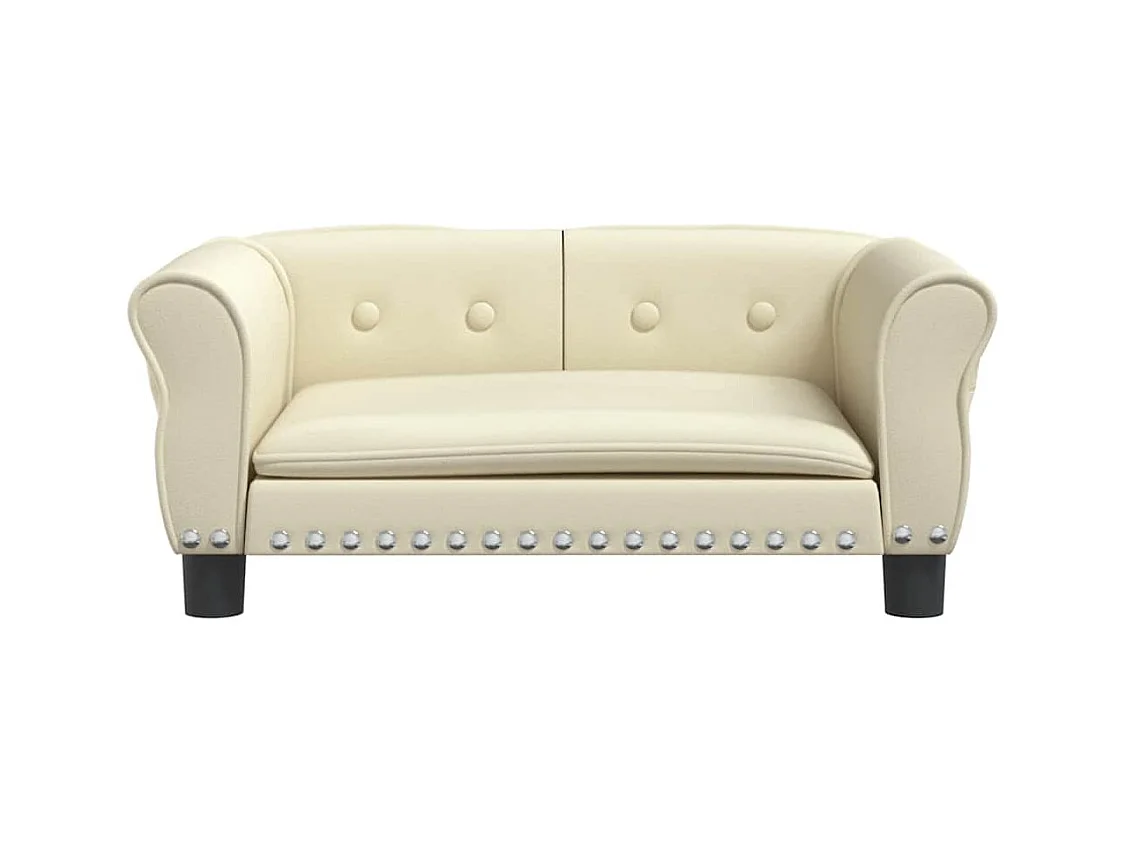 Cama para perros de cuero sintético crema 70x45x30 cm