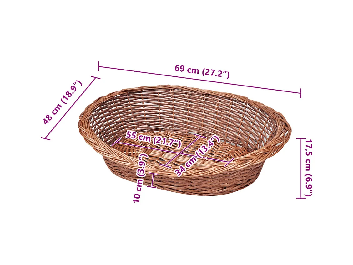 Cesta para perros/cama para mascotas sauce natural 69 cm