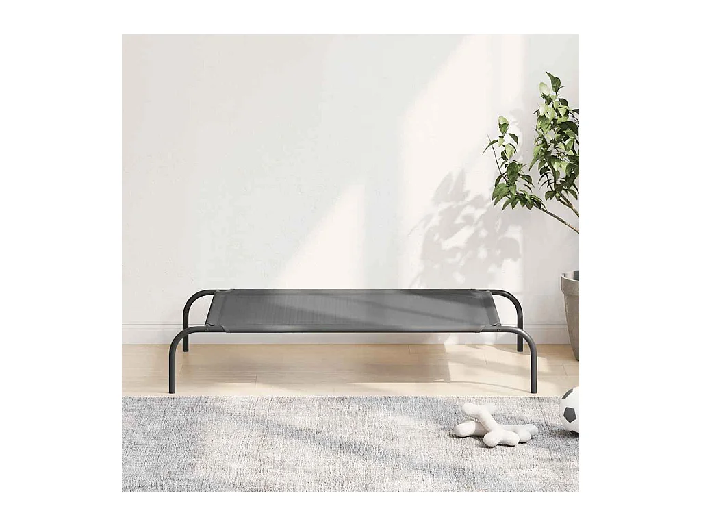 Lit surélevé pour chien gris 110x65x20 cm textilène et acier