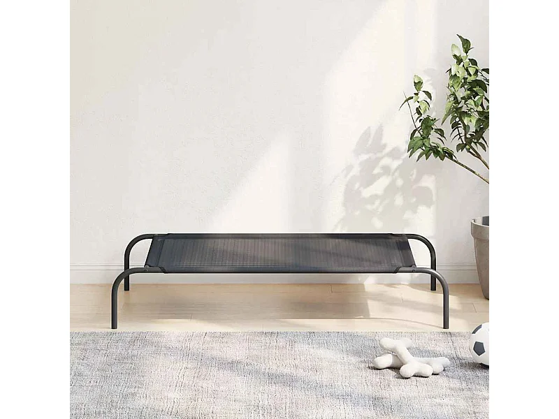 Cama de perro elevada negra textilene L