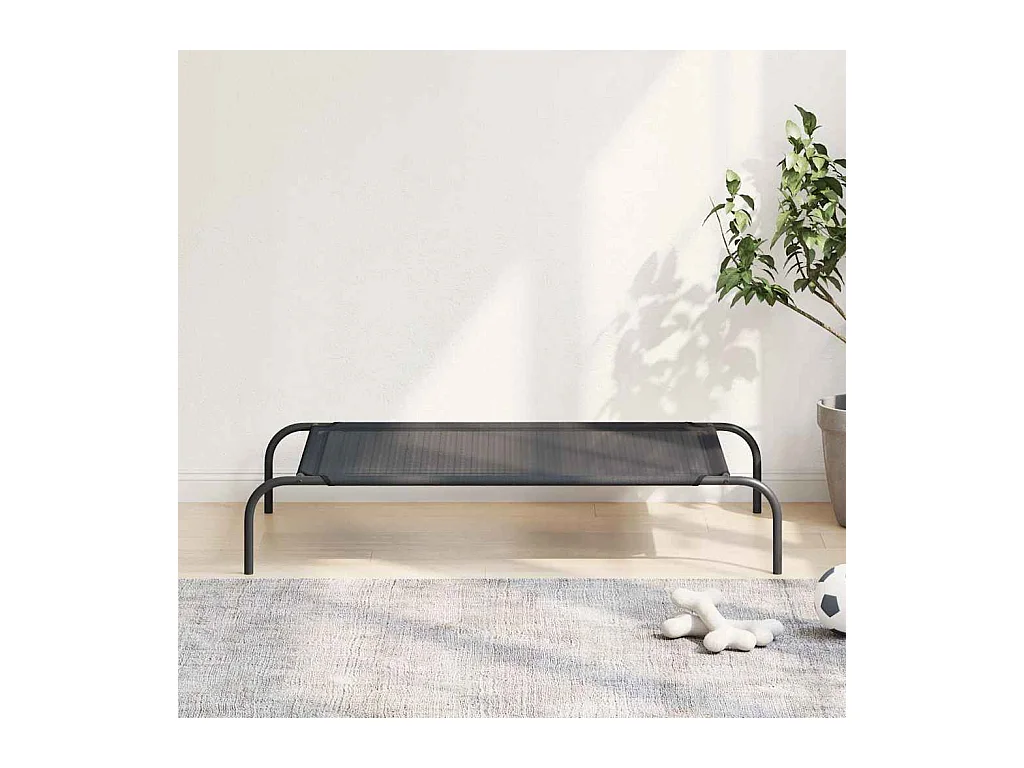 Cama de perro elevada negra textilene L