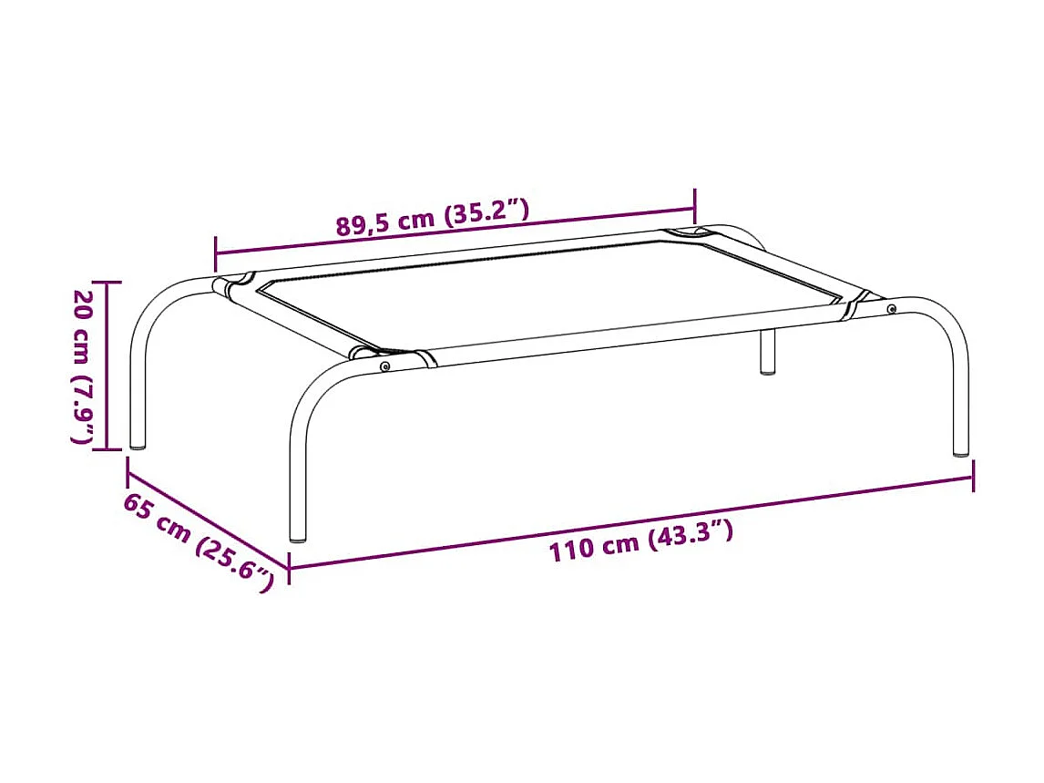 Lit surélevé pour chien Noir L Textilène