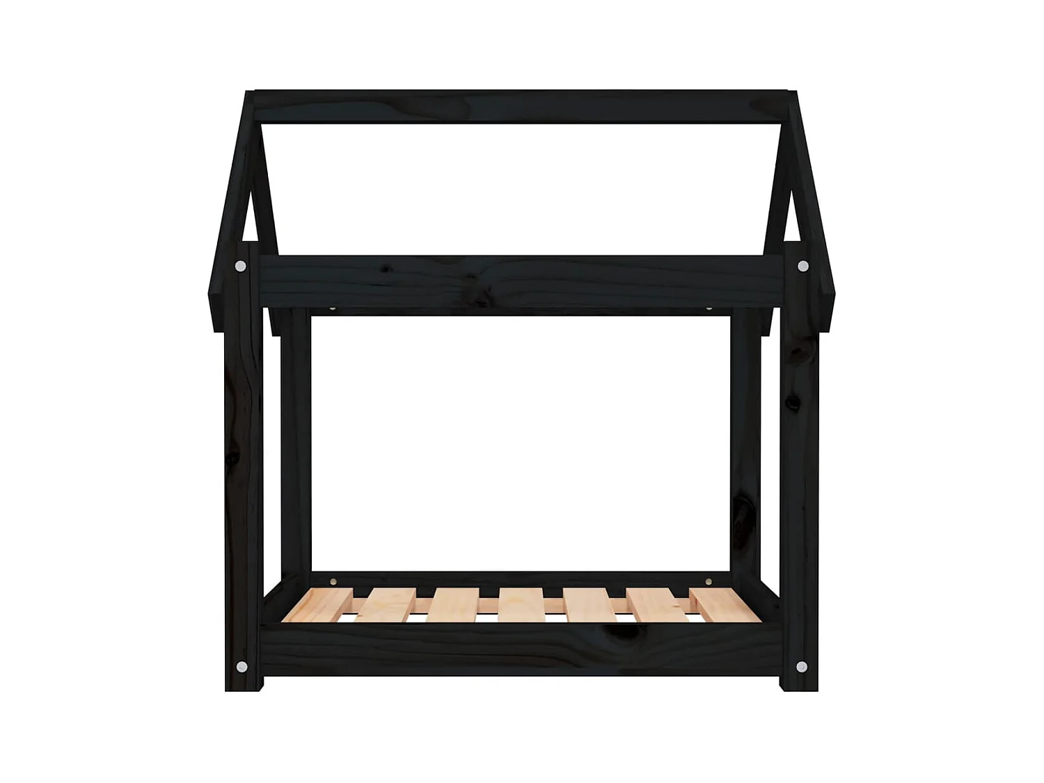 Cama para perros madera maciza de pino negro 71x55x70 cm