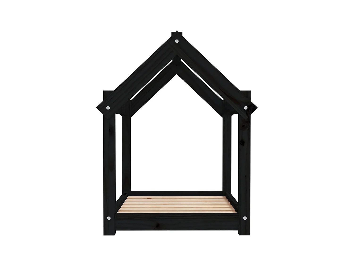 Cama para perros madera maciza de pino negro 71x55x70 cm