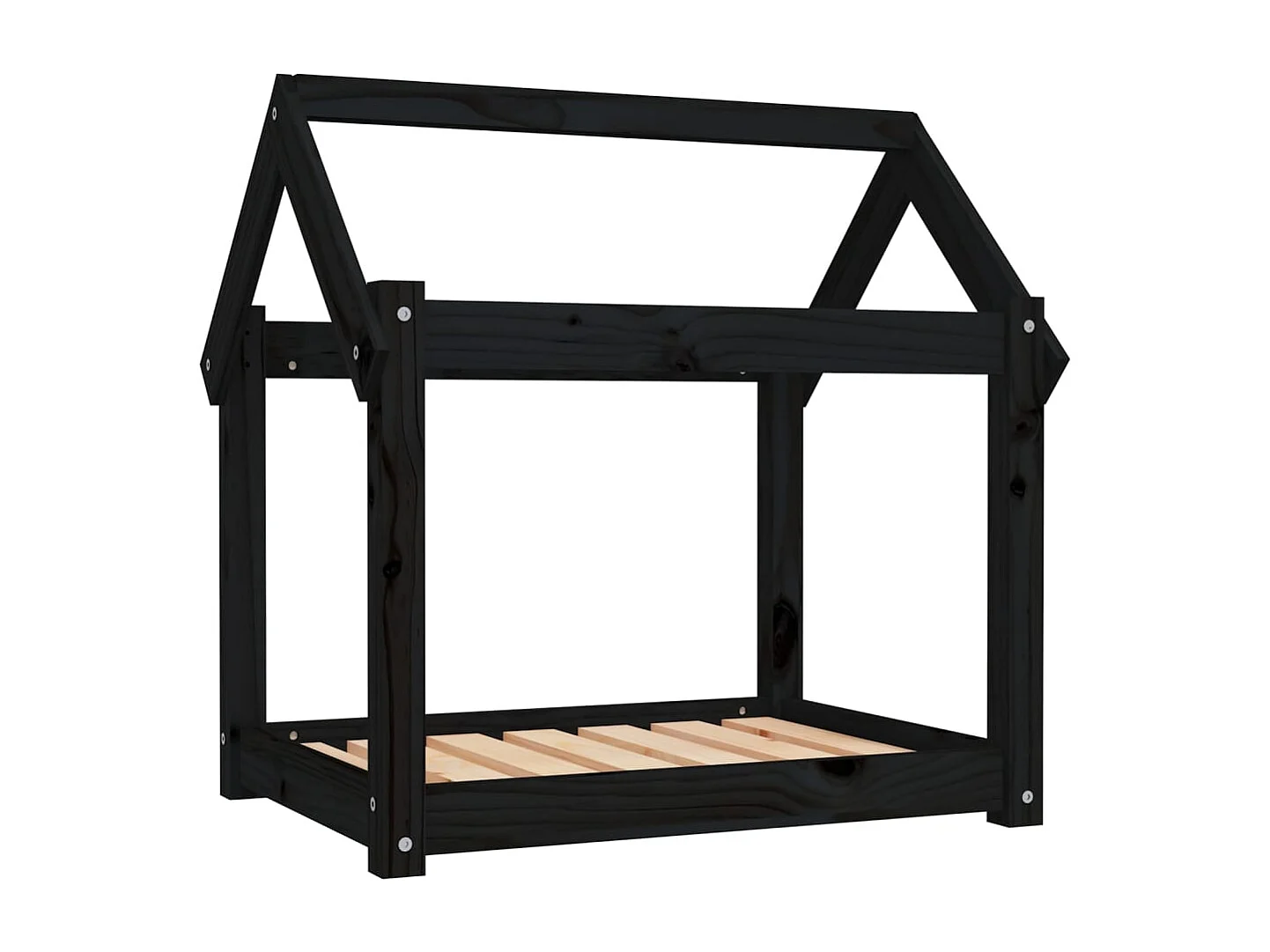 Lit pour chien Noir 71x55x70 cm Bois de pin solide