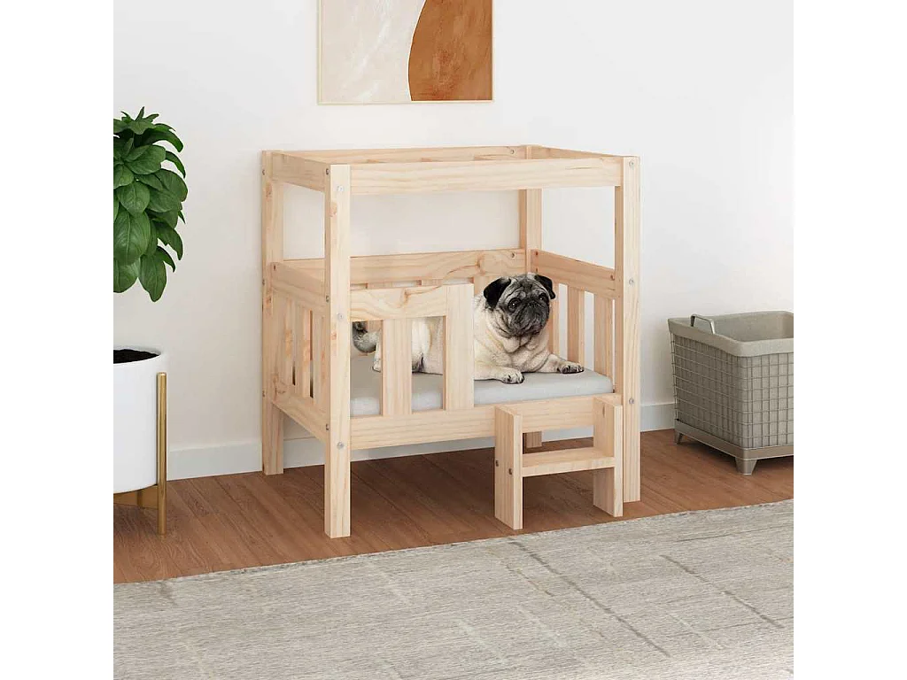 Lit pour chien 65,5x50,5x70 cm Bois de pin solide
