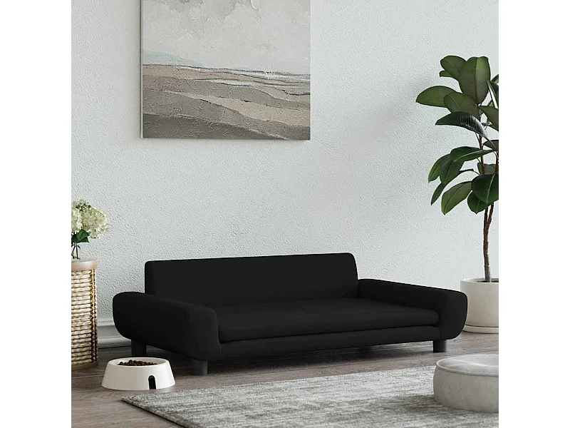 Cama para perros de terciopelo negra 100x54x33 cm