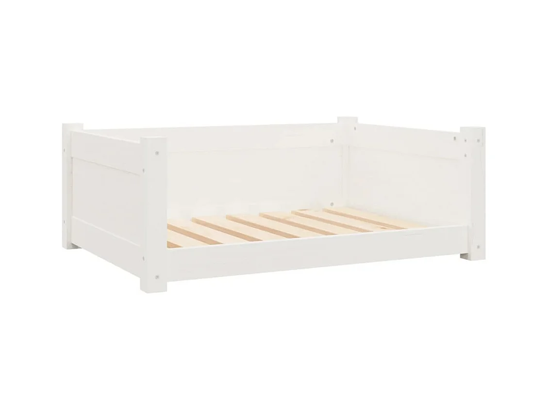 Cama para perros madera maciza de pino blanco 75,5x55,5x28 cm