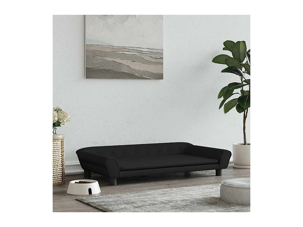 Cama para perros de terciopelo negra 100x50x21 cm