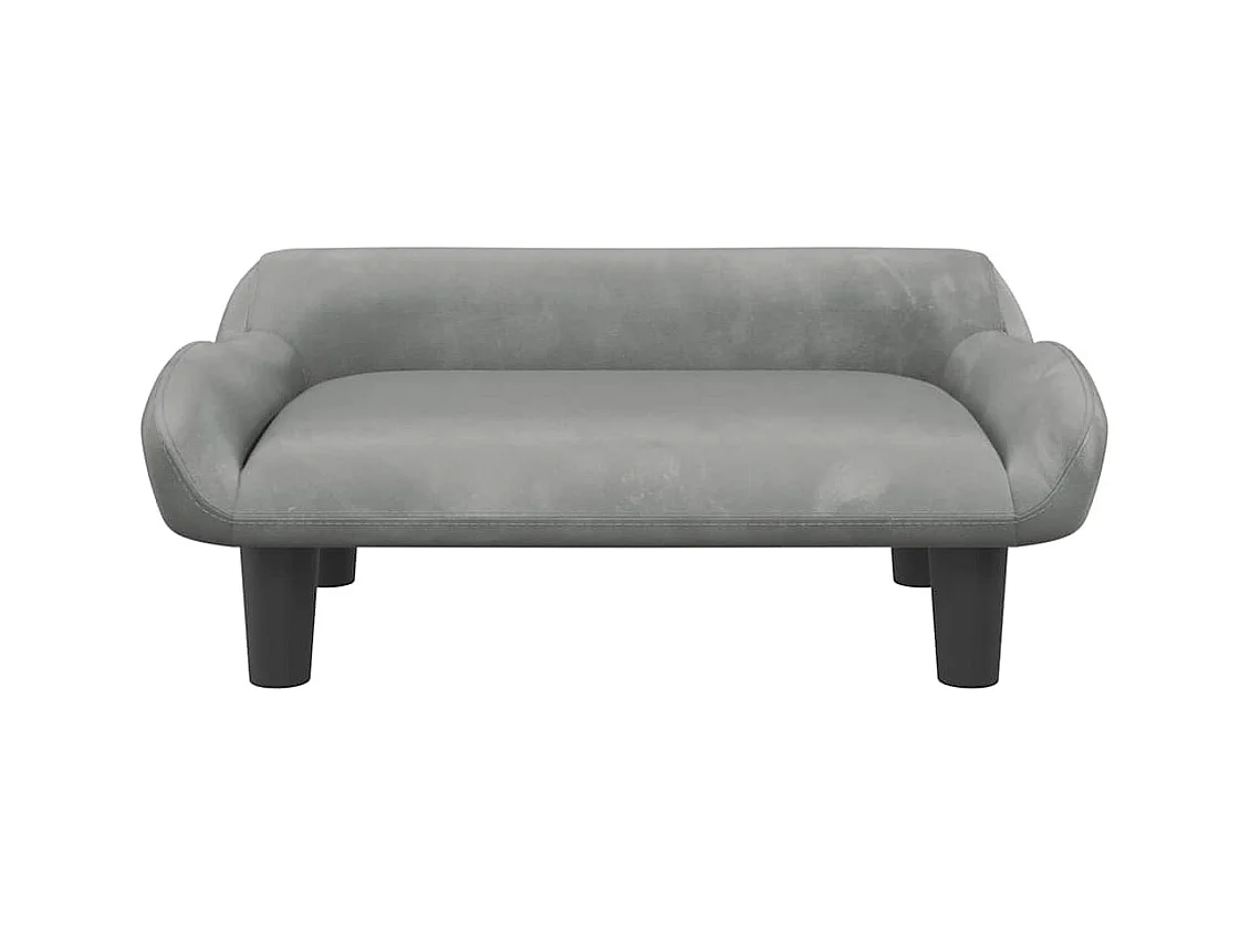 Cama para perros de terciopelo gris claro 70x40x24 cm