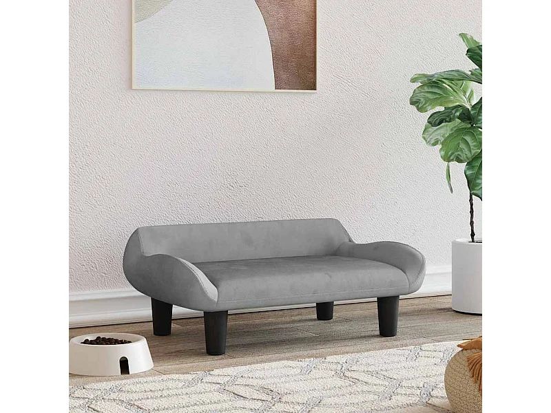 Lit pour chien gris clair 70x40x24 cm velours