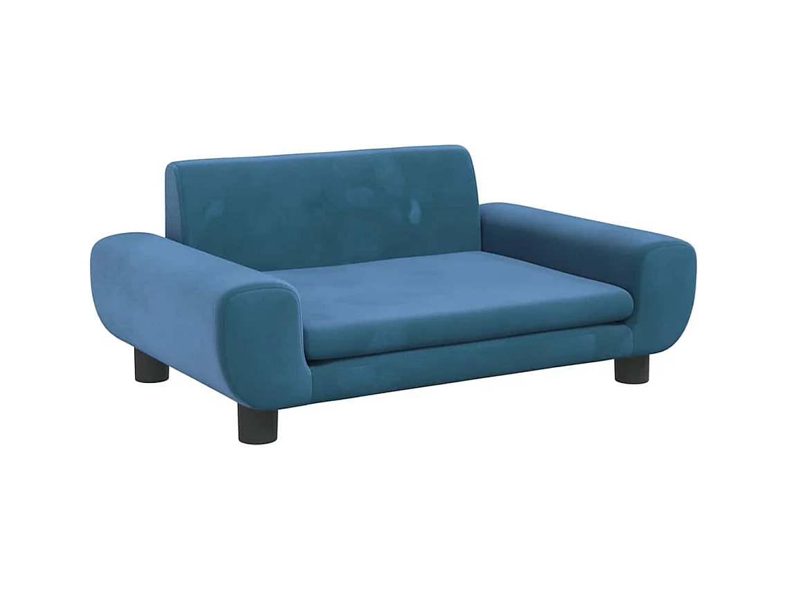 Cama para perros de terciopelo azul 70x45x33 cm
