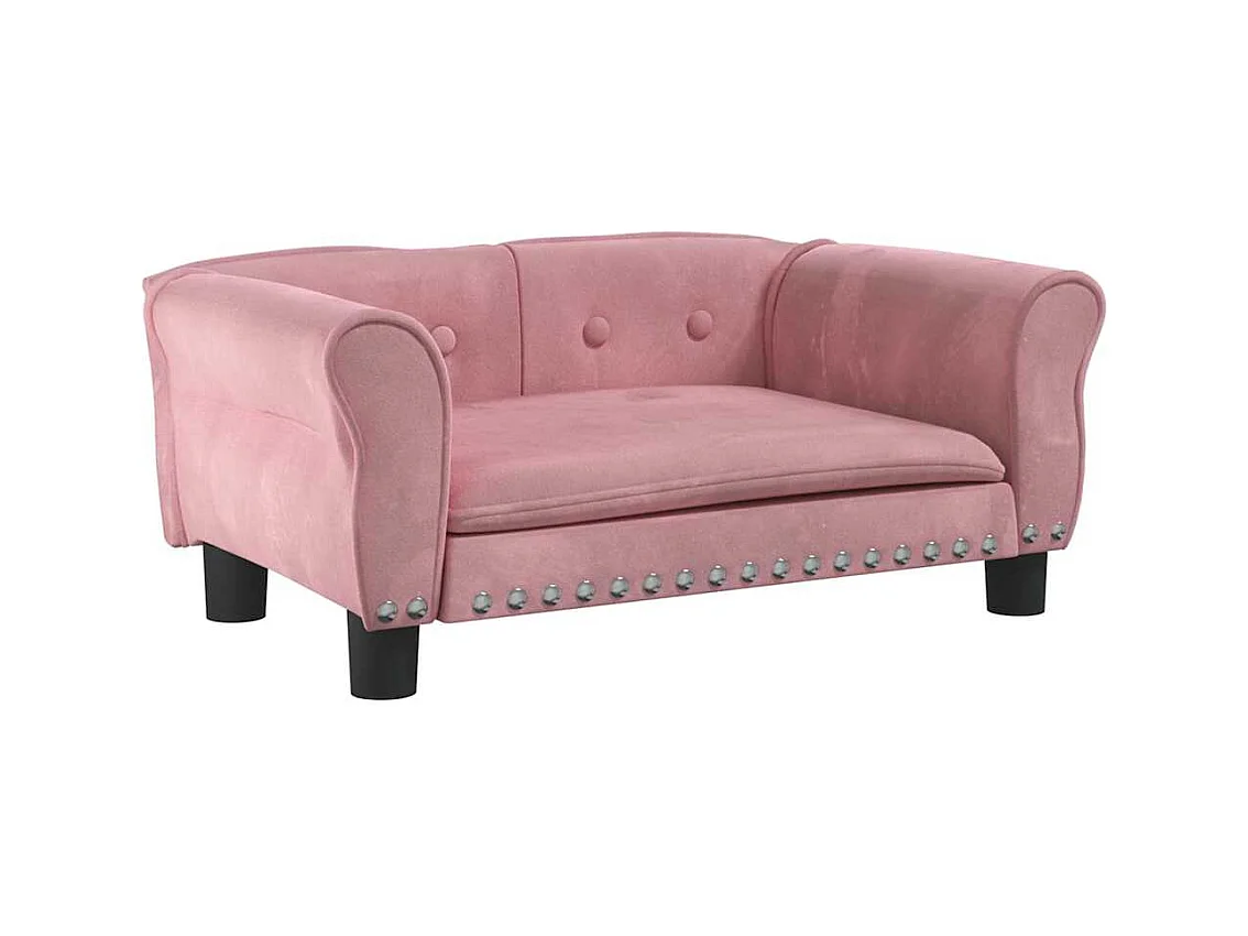 Cama para perros de terciopelo rosa 70x45x30 cm
