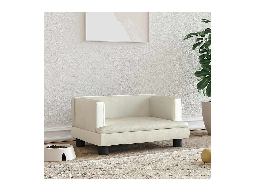 Cama para cães 60x40x30 cm veludo cor creme