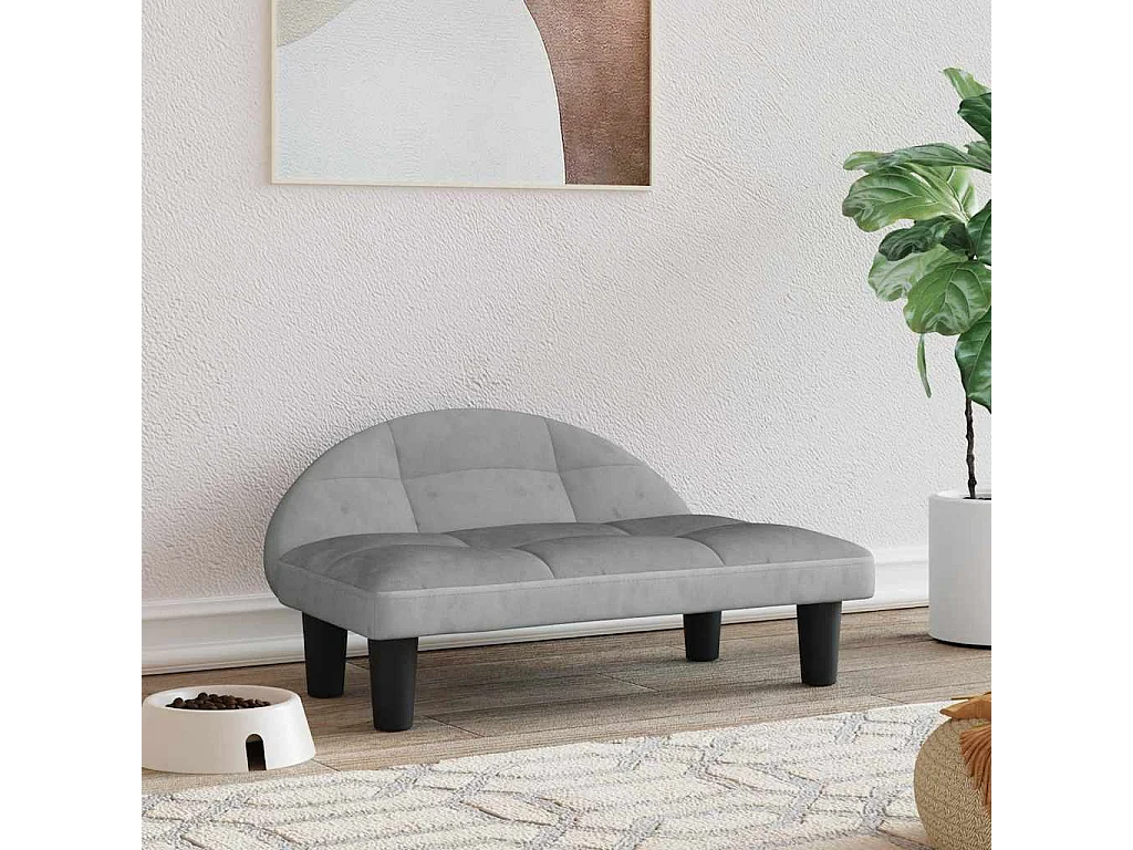 Cama para cães 70x52x30 cm veludo cinzento-claro