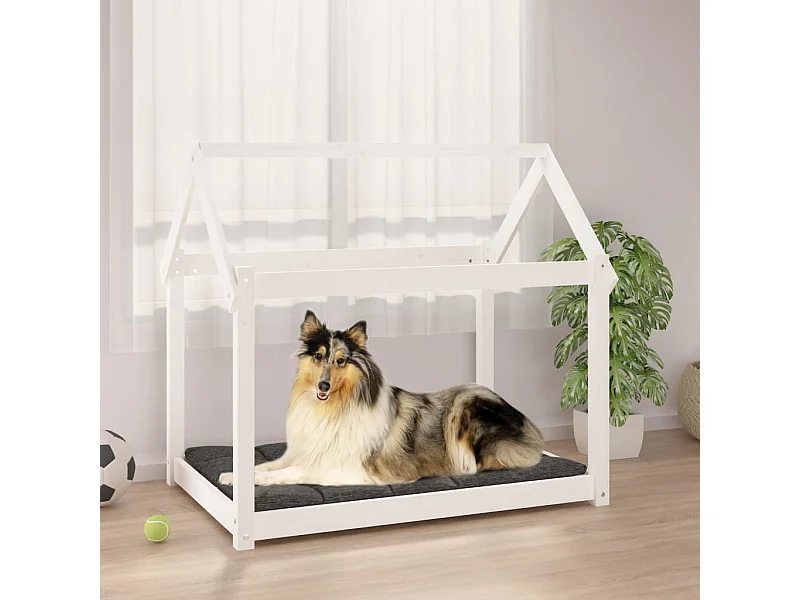 Lit pour chien Blanc 101x70x90 cm Bois de pin solide