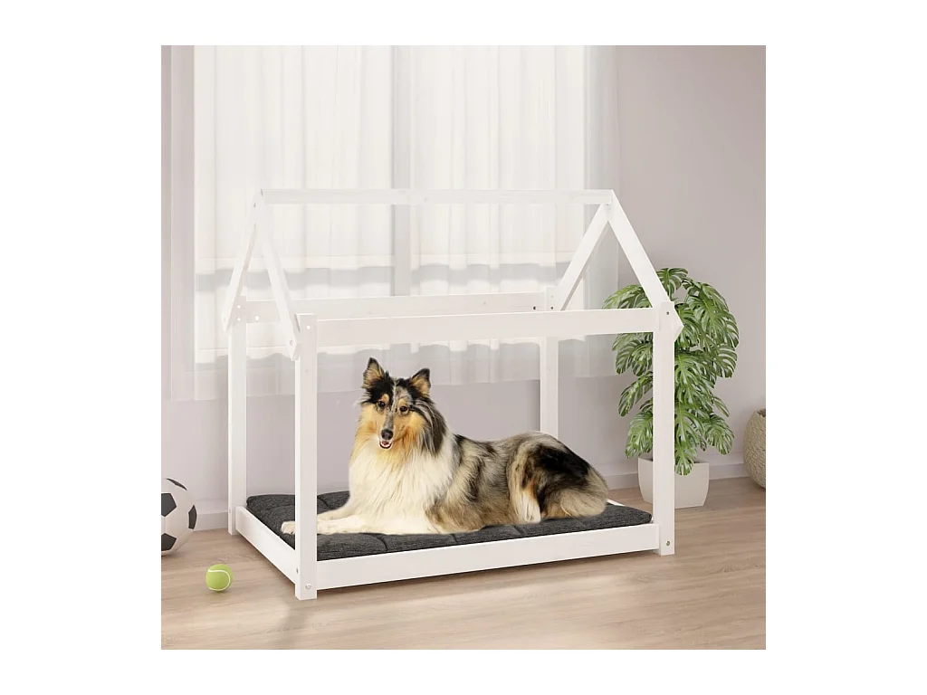 Lit pour chien Blanc 101x70x90 cm Bois de pin solide