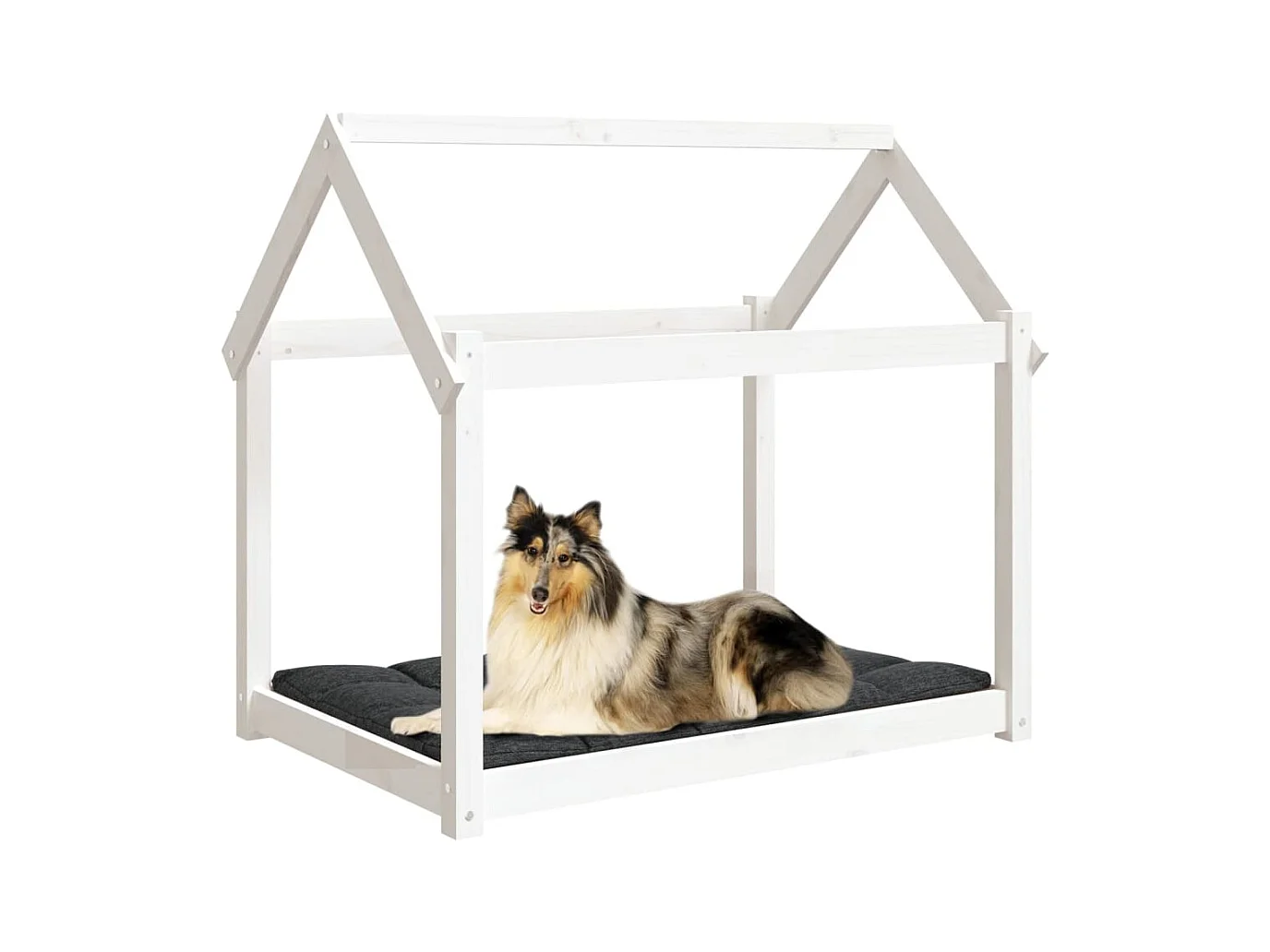 Lit pour chien Blanc 101x70x90 cm Bois de pin solide