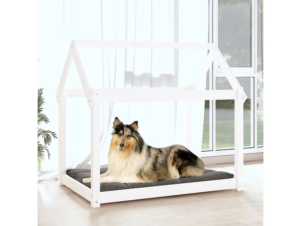 Lit pour chien Blanc 101x70x90 cm Bois de pin solide