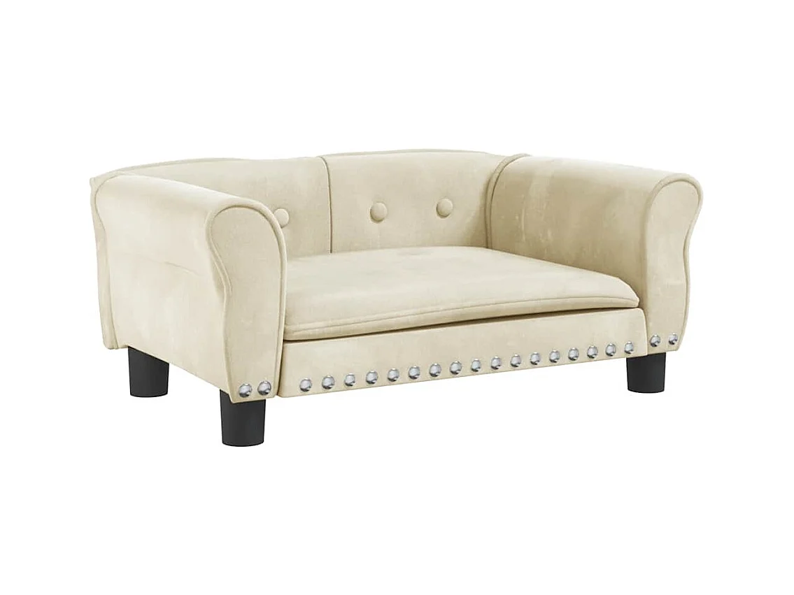 Cama para cães 70x45x30 cm veludo cor creme