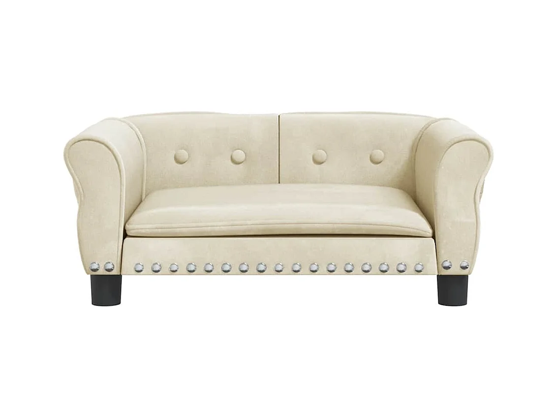 Cama para cães 70x45x30 cm veludo cor creme