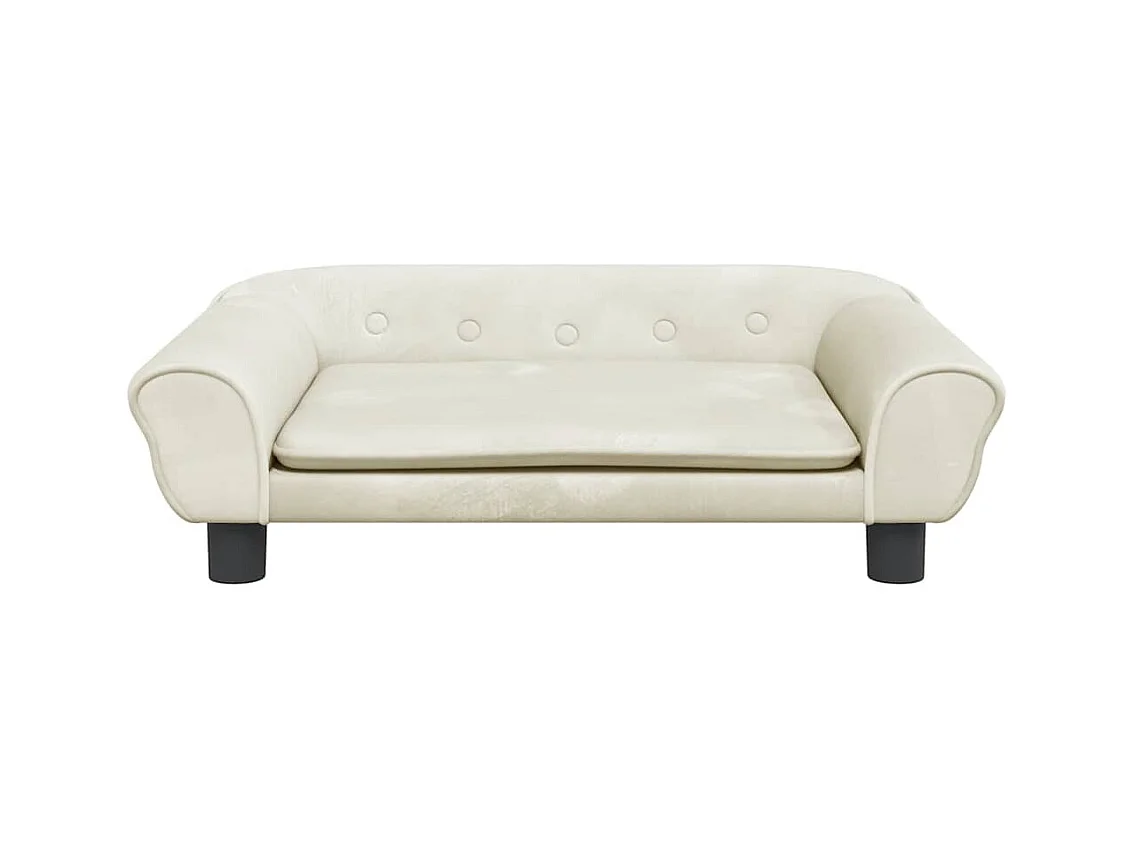 Cama para perros de terciopelo crema 70x48x22 cm